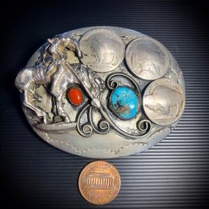 Native Made Sterling Jade Belt Buckle